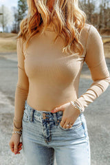 High Neck Long Sleeve Ribbed Top - Absolute fashion 2020