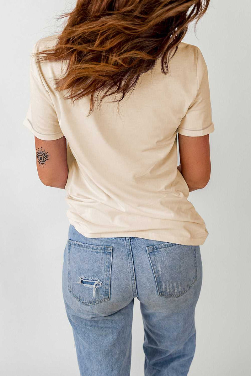 Khaki Pumpkin with Flower Graphic T Shirt - Absolute fashion 2020