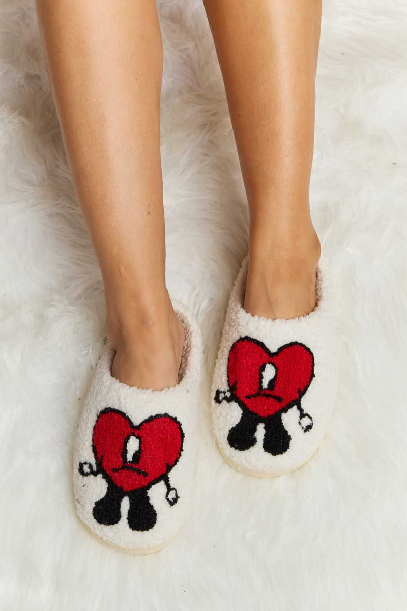Melody Love Heart Print Plush Slippers - Absolute fashion 2020