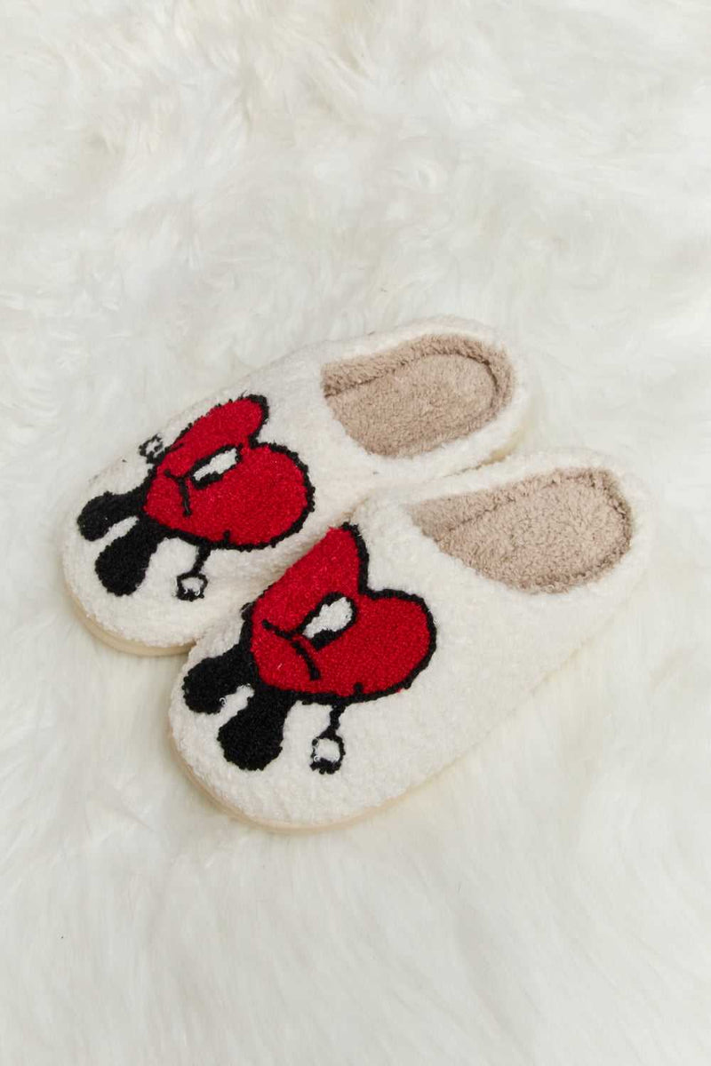 Melody Love Heart Print Plush Slippers - Absolute fashion 2020
