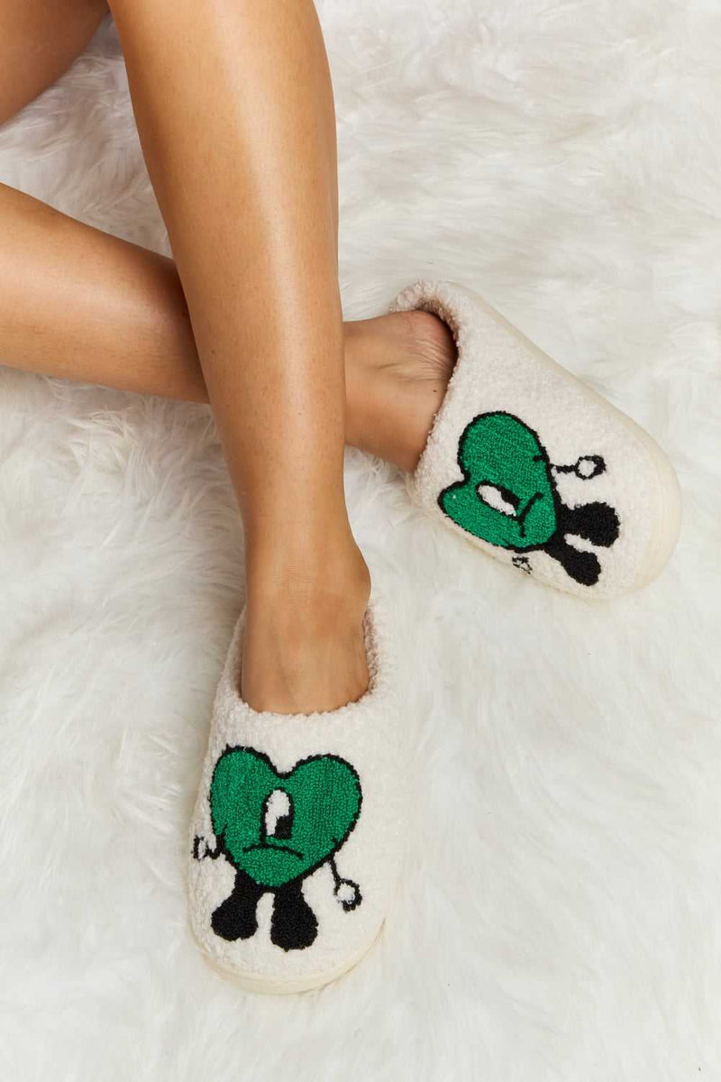 Melody Love Heart Print Plush Slippers - Absolute fashion 2020