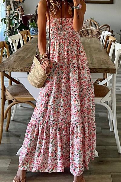 Smocked Floral Spaghetti Strap Dress - Absolute fashion 2020