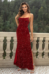 Sequin Backless Split Maxi Dress - Absolute fashion 2020