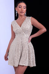 Sequin Surplice Neck Sleeveless Dress - Absolute fashion 2020