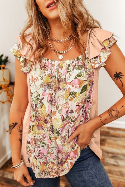 Ruffled Floral Square Neck Blouse - Absolute fashion 2020