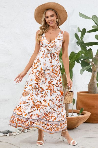 Printed V-Neck Wide Strap Dress - Absolute fashion 2020