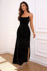 Sequin Backless Split Maxi Dress - Absolute fashion 2020
