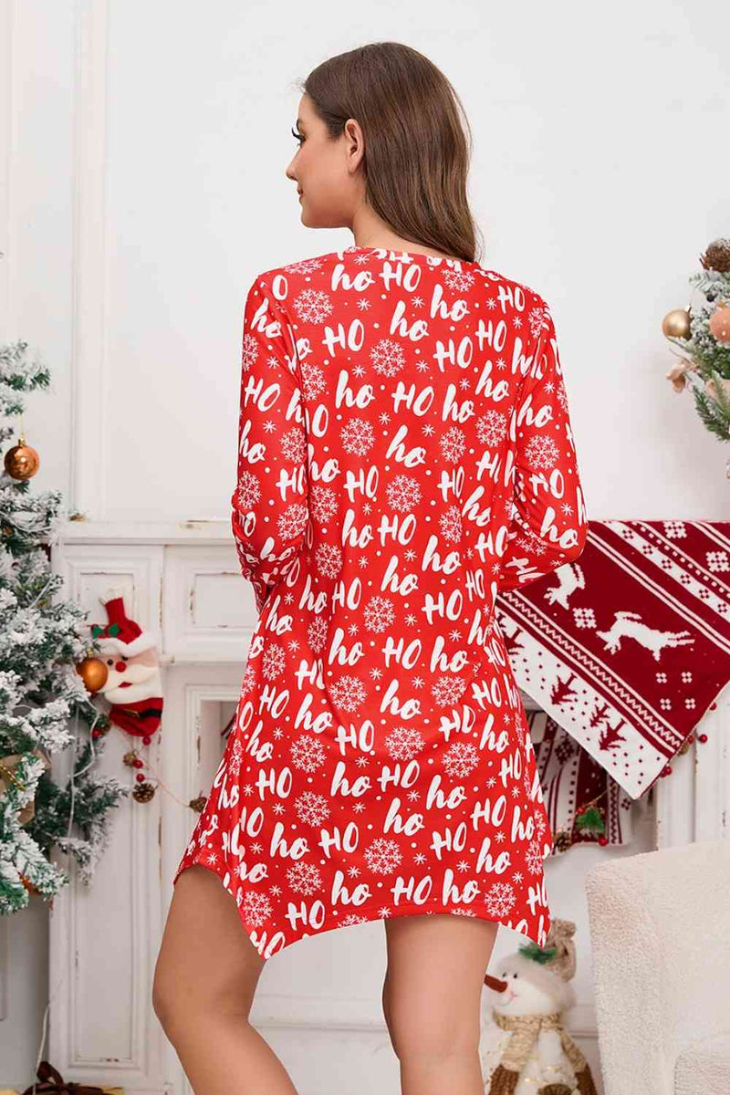 Christmas Element V-Neck Long Sleeve Mini Dress - Absolute fashion 2020