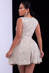 Sequin Surplice Neck Sleeveless Dress - Absolute fashion 2020
