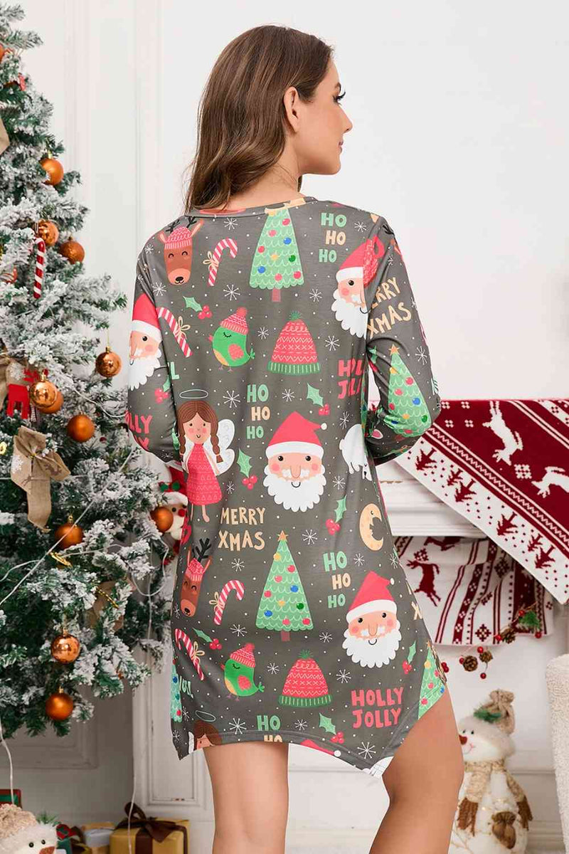 Christmas Element V-Neck Long Sleeve Mini Dress - Absolute fashion 2020